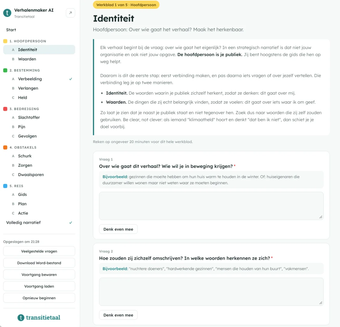 De Verhalenmaker AI in gebruik